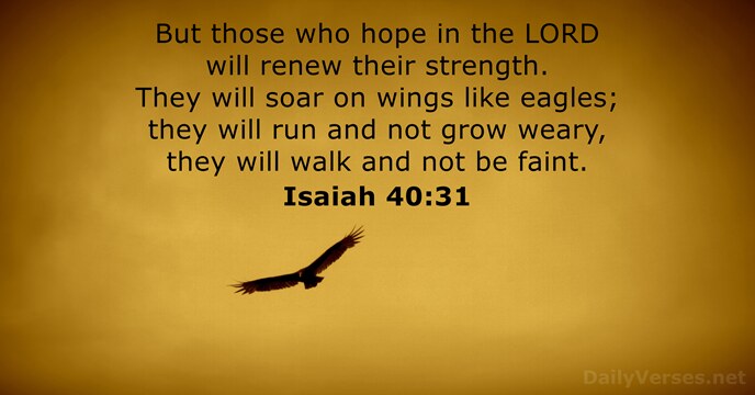 But those who hope in the LORD will renew their strength. They… Isaiah 40:31