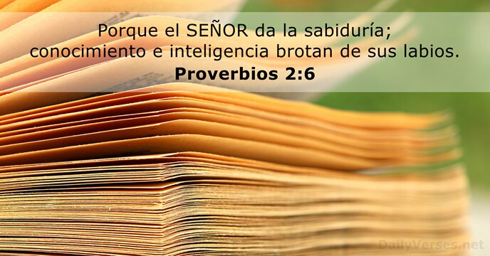 Porque el SEÑOR da la sabiduría; conocimiento e inteligencia brotan de sus labios. Proverbios 2:6