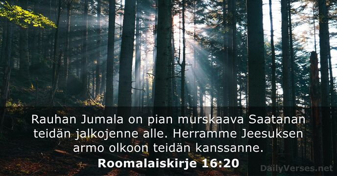 Roomalaiskirje 16:20