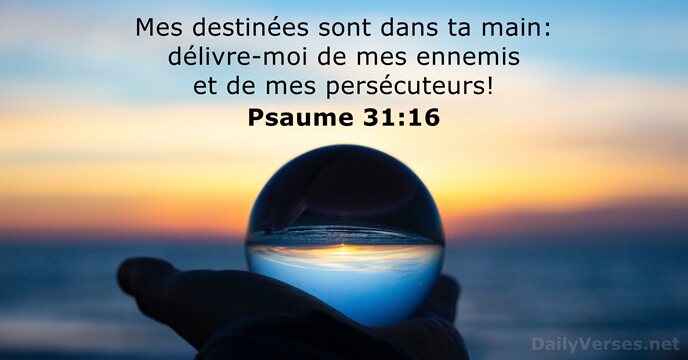 Mes destinées sont dans ta main: délivre-moi de mes ennemis et de mes persécuteurs! Psaume 31:16